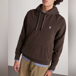 NWOT Polo Ralph Lauren Men’s Logo-Embroidered Cotton-Jersey Hoodie in Brown